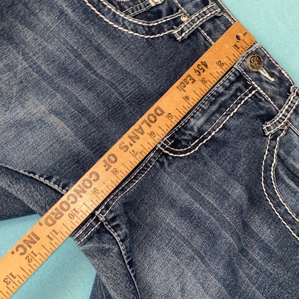 EARL JEAN denim jeans bling embroidered pockets blue vintage bootcut size 8 - Picture 10 of 13